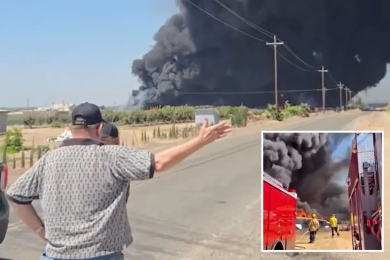 Tire facility erupts in flames sending harmful smoke into the air